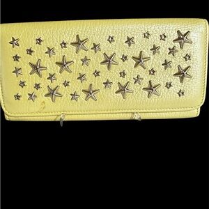 Jimmy Choo Yellow Star-Studded Leather Wallet
Authentic
